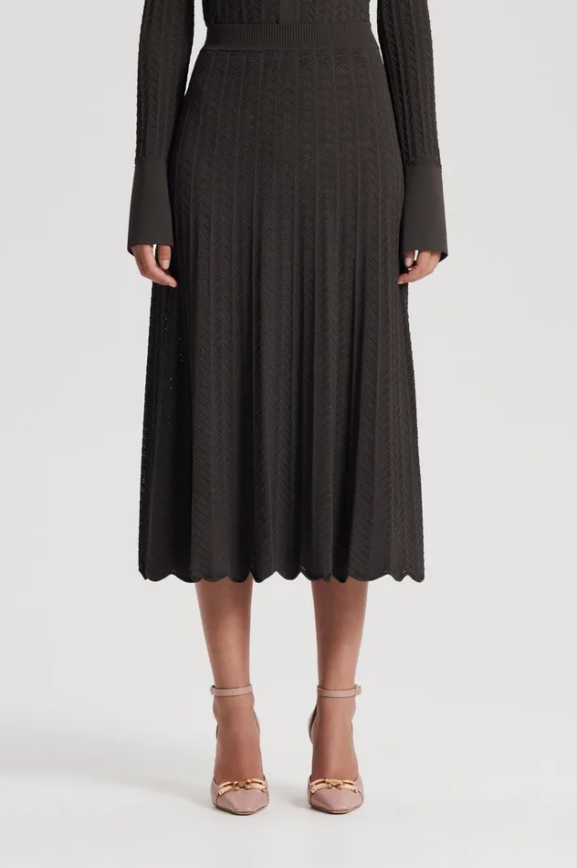 Skirts Scanlan Theodore Women PLEAT LACE SKIRT JUNGLE Skirts Scanlan Theodore Women PLEAT LACE SKIRT JUNGLE