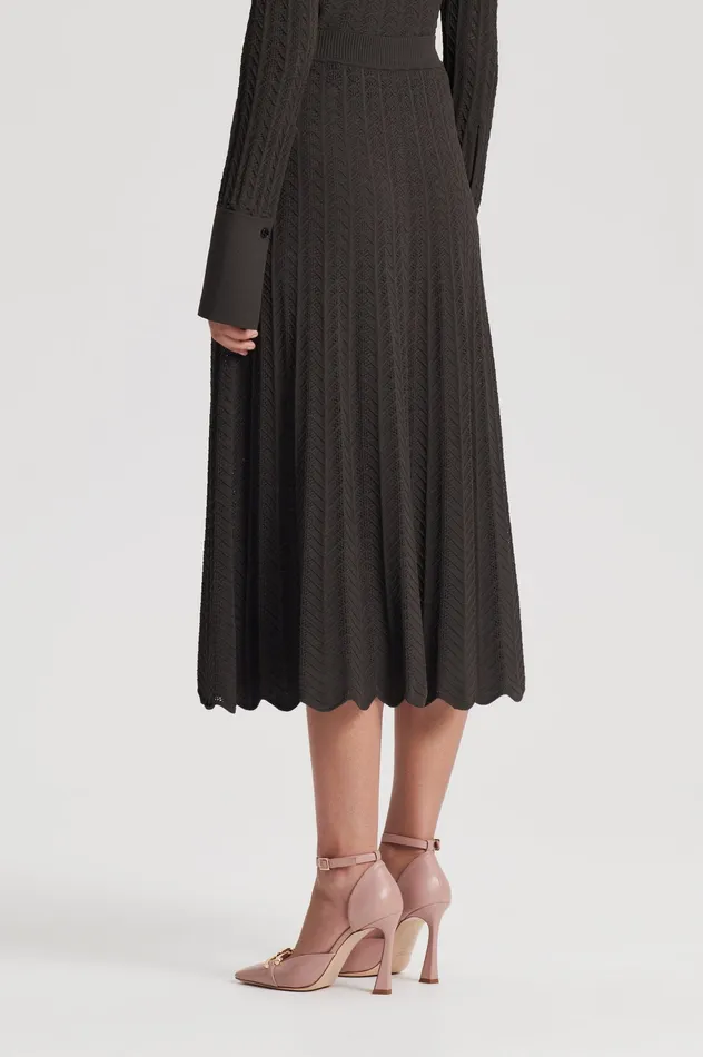Skirts Scanlan Theodore Women PLEAT LACE SKIRT JUNGLE Skirts Scanlan Theodore Women PLEAT LACE SKIRT JUNGLE