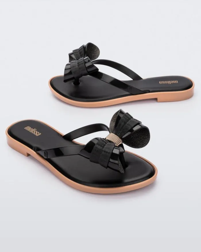 Slim Flip Flop Black Women Melissa Flip Flops