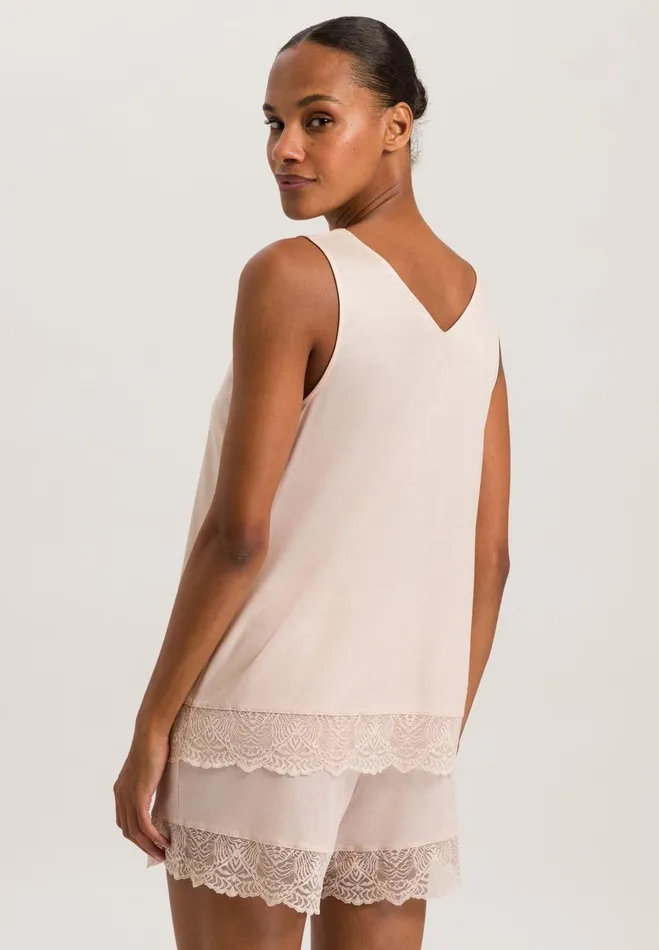 Soft Lace Trim Short Pajama Set Peach Whip Women HANRO Pajama Sets