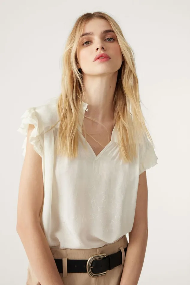 SolsticeFrilly Shoulder Top Clothing Baandsh Tops and Shirts