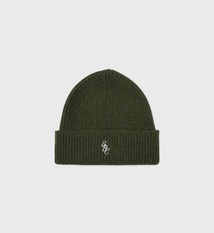 Sporty and Rich Beanies and Scarves Women SRC Wool Beanie 8211 KakiWhite