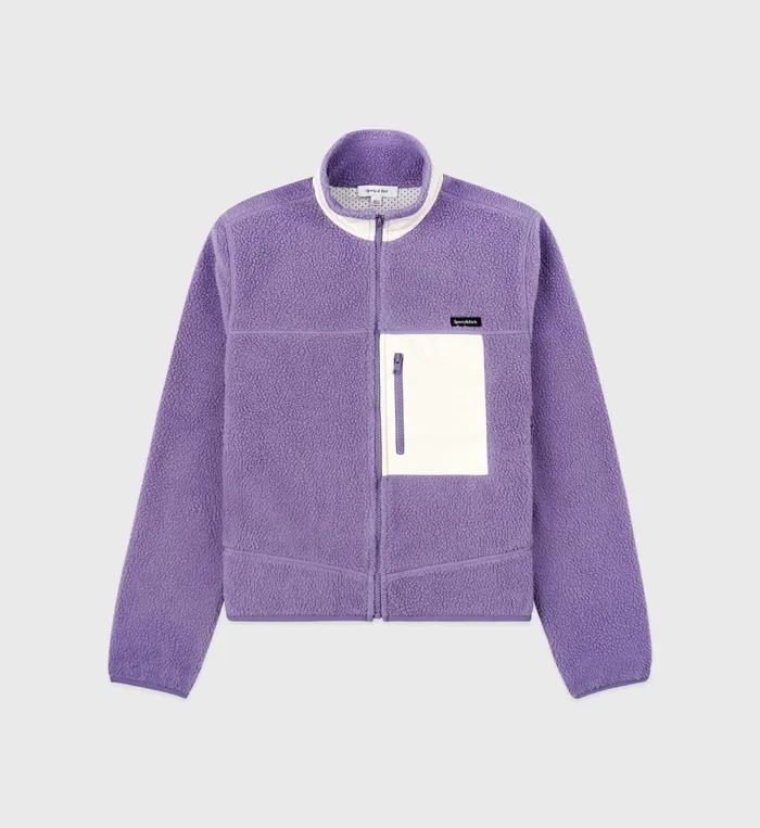 Sporty and Rich Coats Women Zipped Sherpa Jacket 8211 EggplantCream