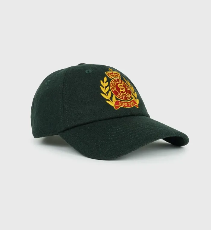 Sporty and Rich Hats Women NY Crest Wool Hat 8211 ForestGold
