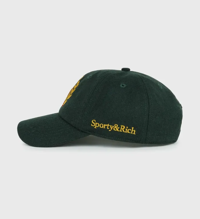 Sporty and Rich Hats Women NY Crest Wool Hat 8211 ForestGold