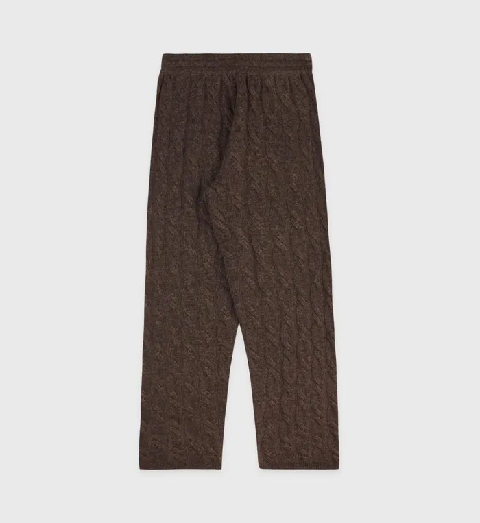 Sporty and Rich Knitwear Women Faubourg Cableknit Wool Cashmere Pants 8211 ChocolateCream