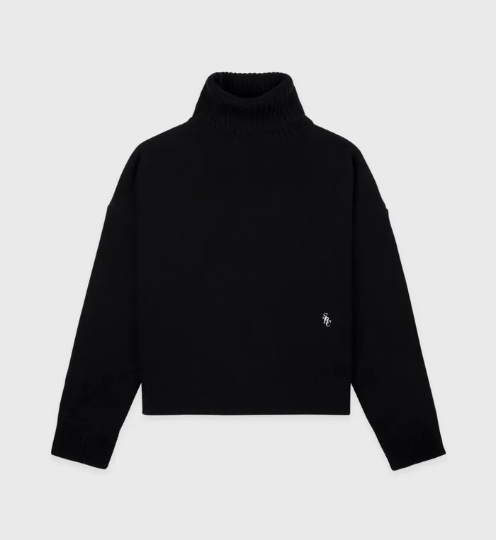 Sporty and Rich Knitwear Women SRC Wool Turtleneck 8211 BlackWhite