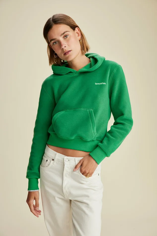 Sporty and Rich Polar Fleece And Sherpa Women Hooded Polar Sweatshirt 8211 Kelly Sporty and Rich Polar Fleece And Sherpa Women Hooded Polar Sweatshirt 8211 Kelly