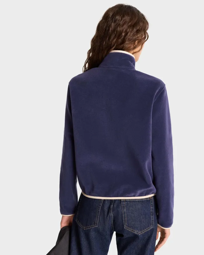 Sporty and Rich Polar Fleece And Sherpa Women NY Crest Polar Sweatshirt 8211 NavyGold