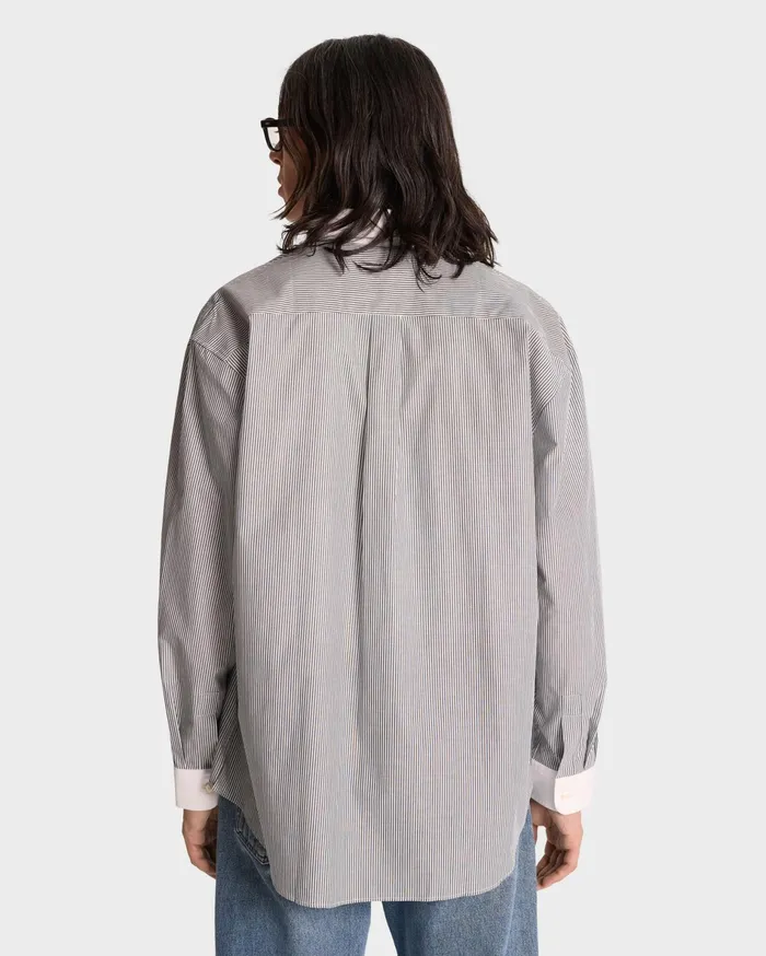 Sporty and Rich Shirting Women SR Sport Oversized Shirt 8211 Forest Striped