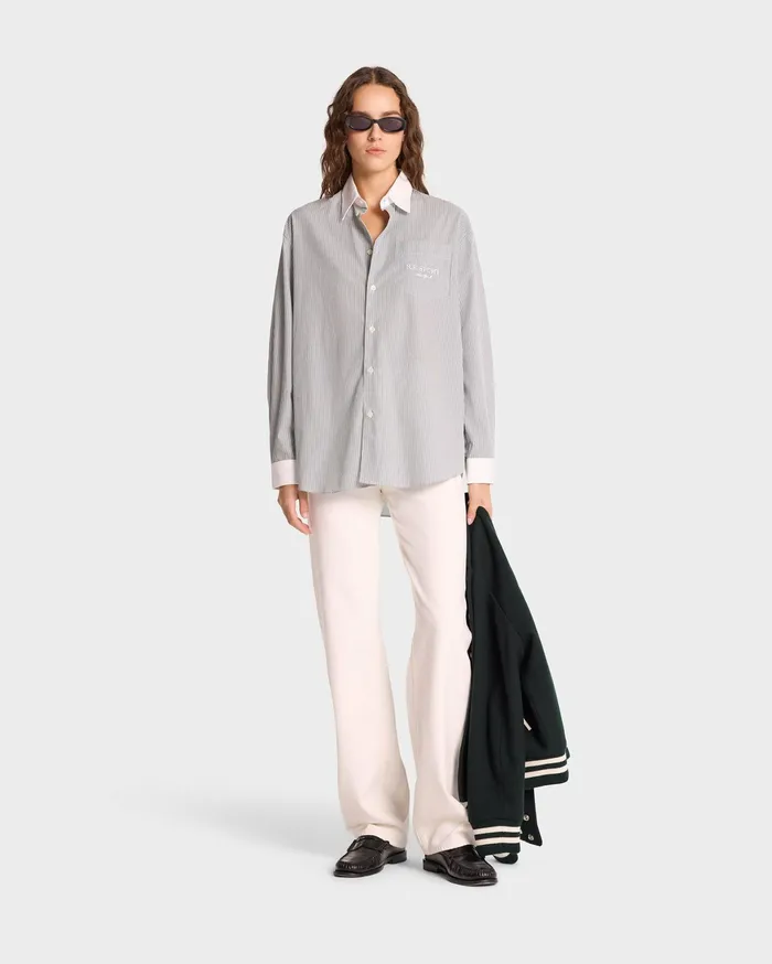 Sporty and Rich Shirting Women SR Sport Oversized Shirt 8211 Forest Striped