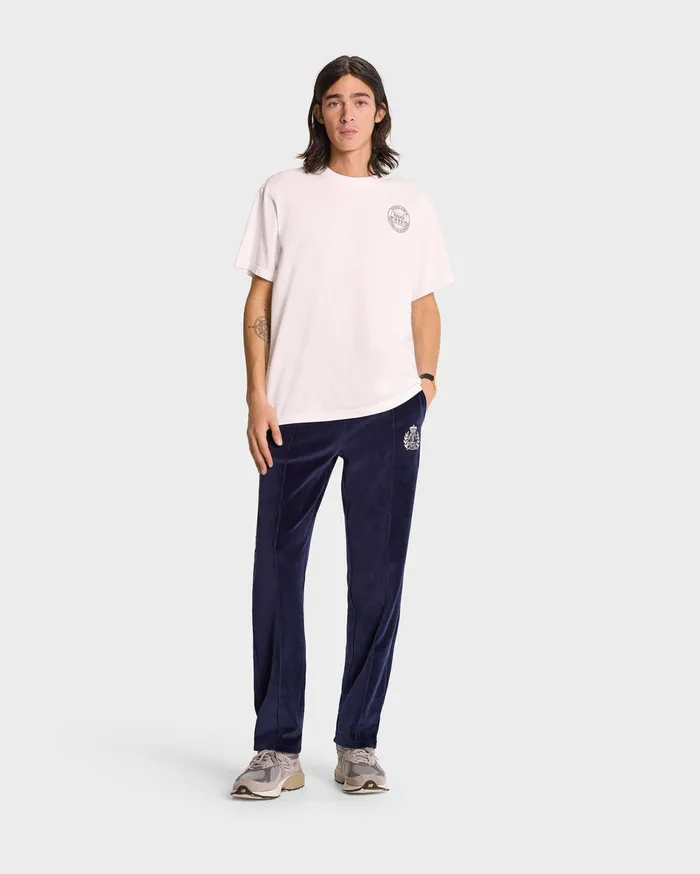 Sporty and Rich Sweatpants Women NY Crest Velour Track Pant 8211 NavyCream