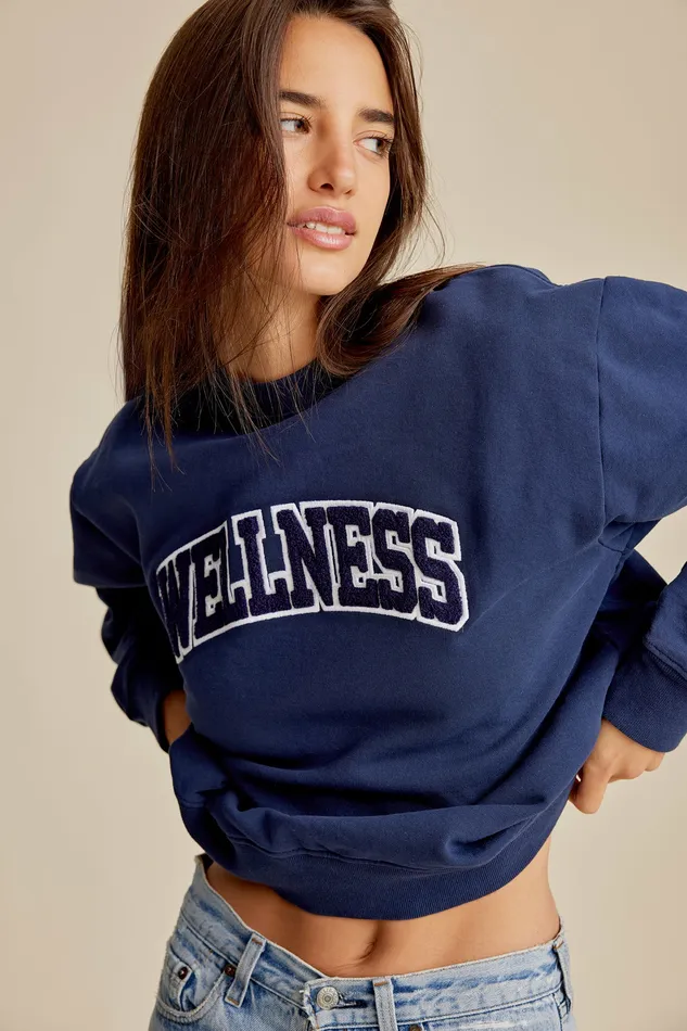 Sporty and Rich Sweatshirts Women Wellness Ivy Boucl Crewneck 8211 Navy