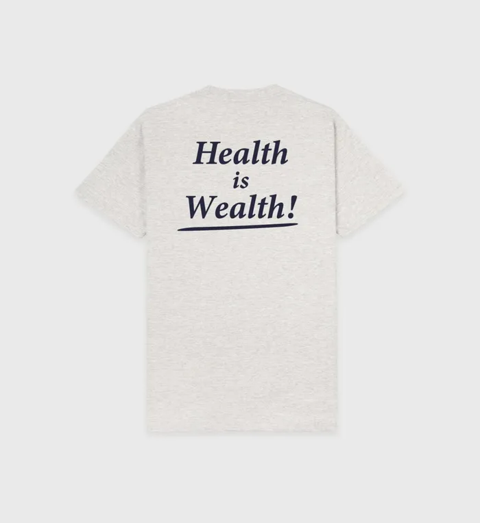 Sporty and Rich TShirts and Tops Women Health Is Wealth TShirt 8211 Heather GrayNavy