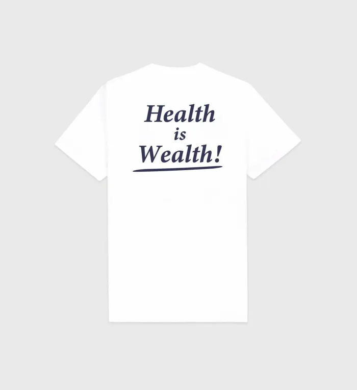 Sporty and Rich TShirts Men Health Is Wealth TShirt 8211 WhiteNavy