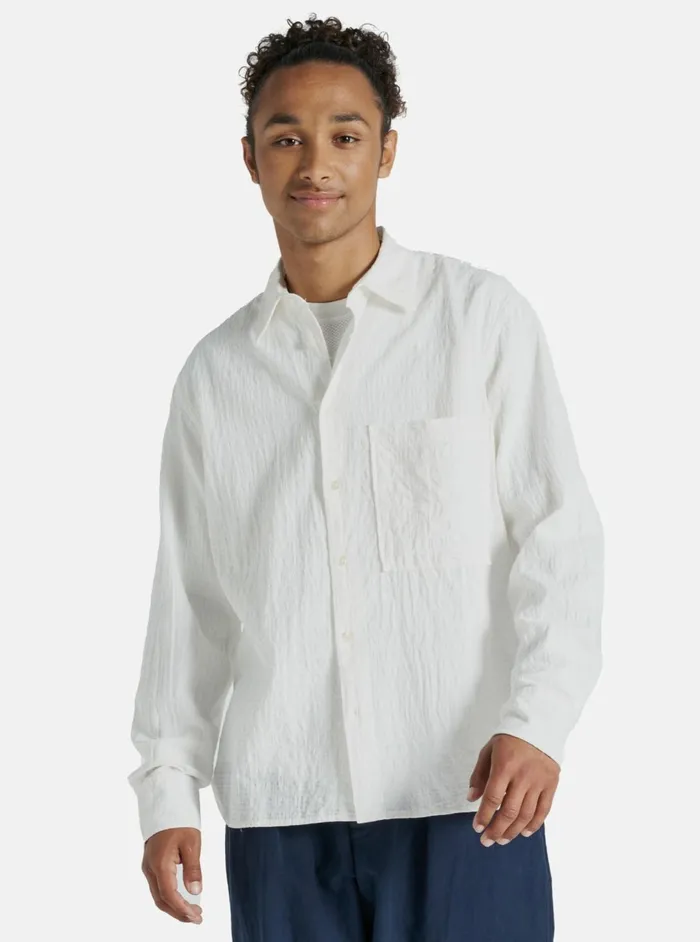 Square Pocket Shirt In White Bobble Cotton Men Universal Works Shirts