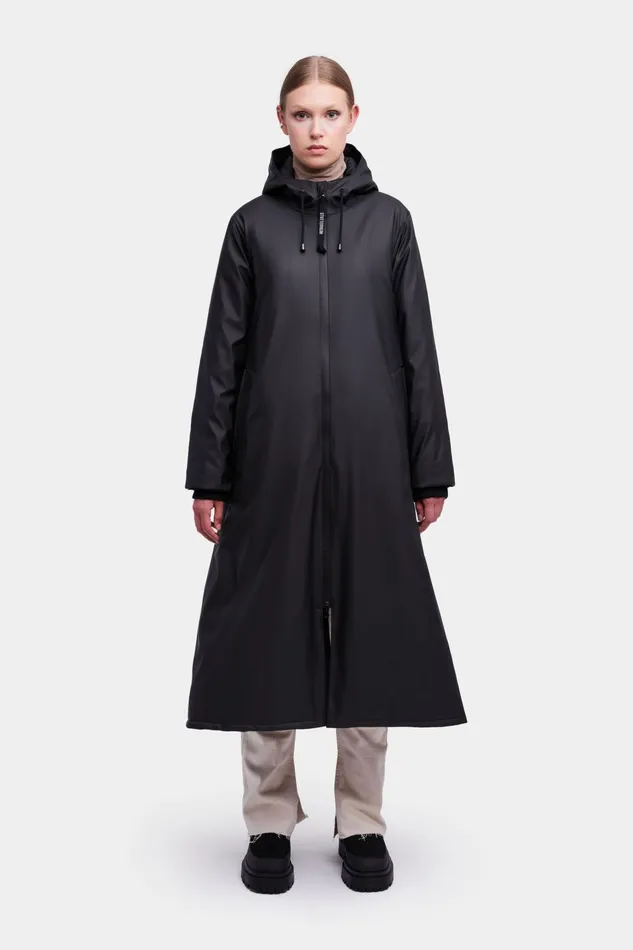 Stutterheim Mosebacke Long Winter Jacket Black Women Winter Coats