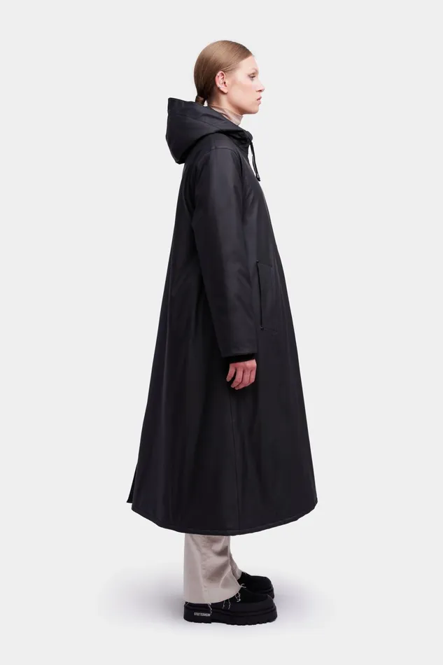 Stutterheim Mosebacke Long Winter Jacket Black Women Winter Coats