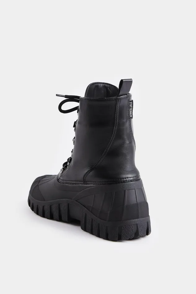 Stutterheim Patrol Boot Leather Black Women Combat Boots