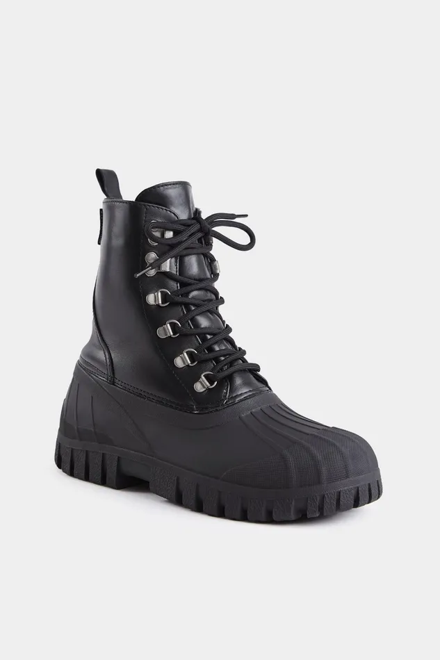 Stutterheim Patrol Boot Leather Black Women Combat Boots