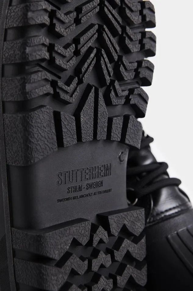 Stutterheim Patrol Boot Leather Black Women Combat Boots