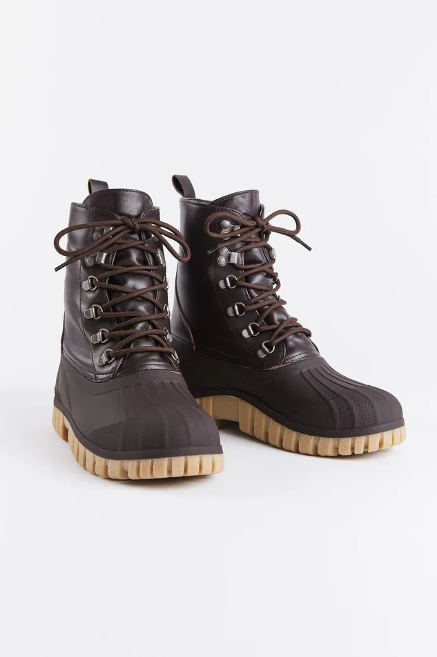 Stutterheim Patrol Boot Leather Coffee Women Lace Up Boots