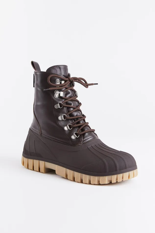 Stutterheim Patrol Boot Leather Coffee Women Lace Up Boots