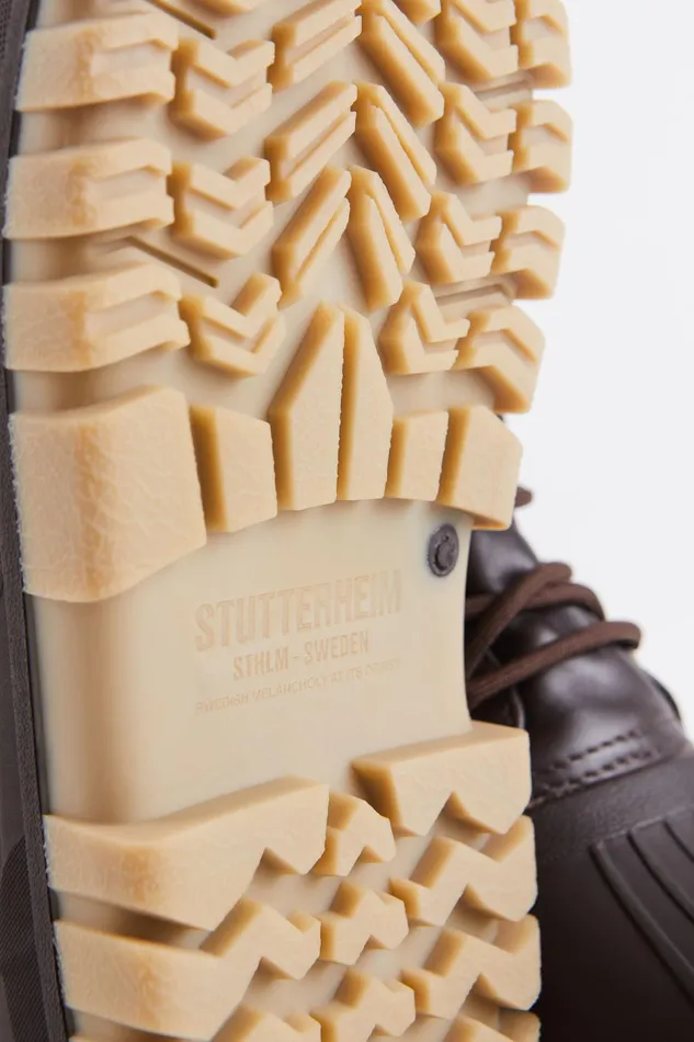 Stutterheim Patrol Boot Leather Coffee Women Lace Up Boots