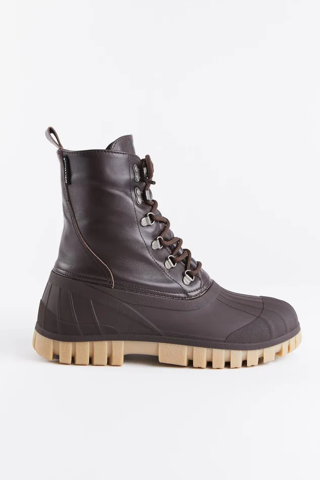 Stutterheim Patrol Boot Leather Coffee Women Leather Boots