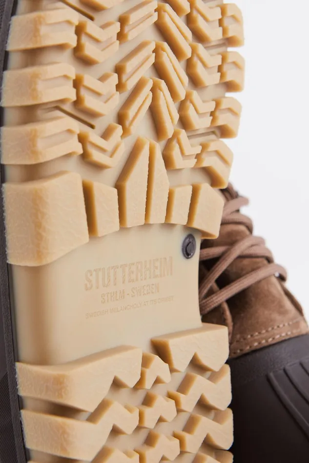 Stutterheim Patrol Boot Suede Tobacco Women Combat Boots