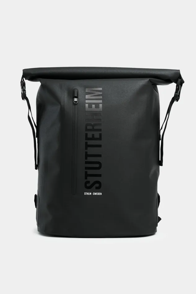 Stutterheim Rain Rolltop 25L Backpack Black Women Backpacks