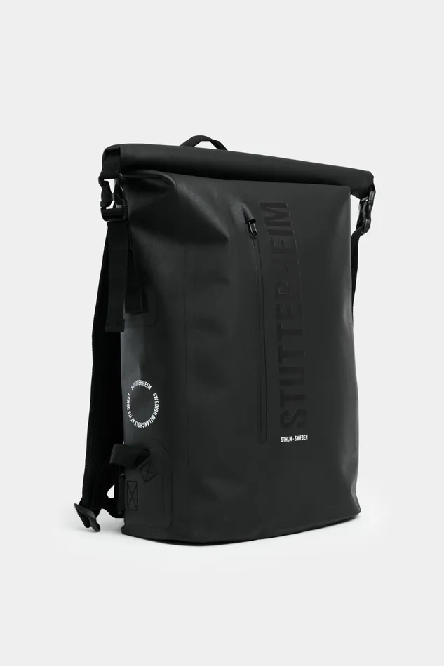 Stutterheim Rain Rolltop 25L Backpack Black Women Backpacks