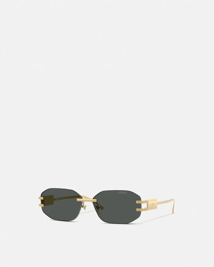 Sunglasses Women Versace Damier Plaque Sunglasses Blackgold