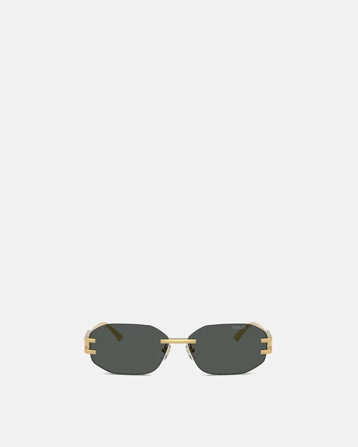 Sunglasses Women Versace Damier Plaque Sunglasses Blackgold