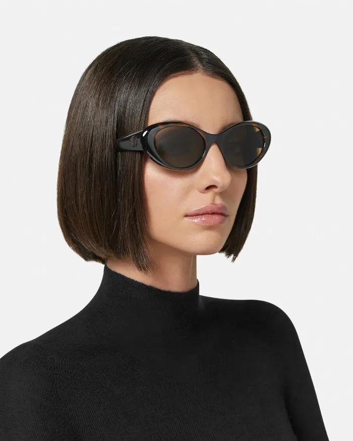 Sunglasses Women Versace La Medusa Oval Sunglasses Havana