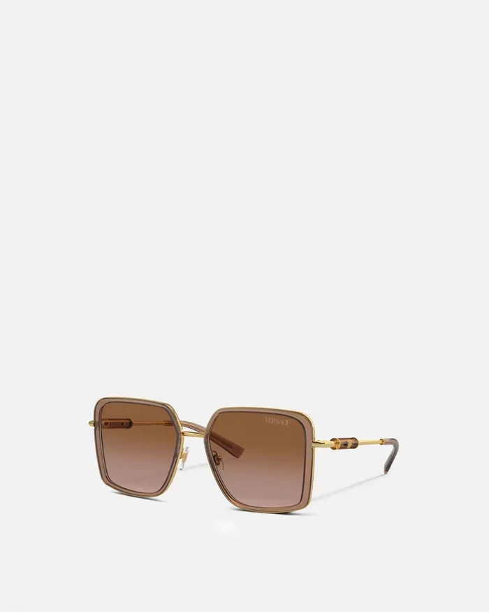 Sunglasses Women Versace Medusa Roller Squared Sunglasses Browngold