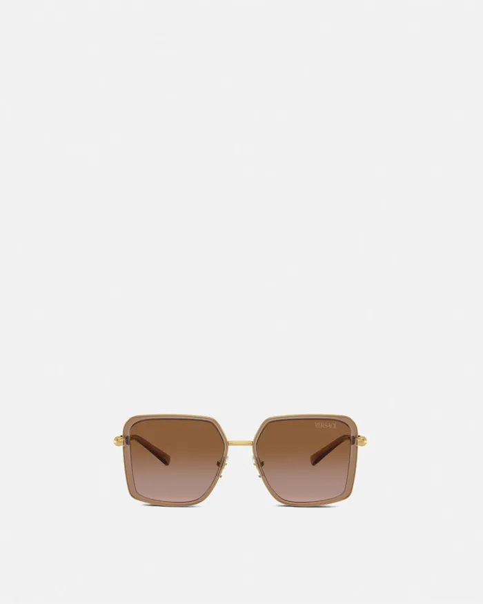 Sunglasses Women Versace Medusa Roller Squared Sunglasses Browngold