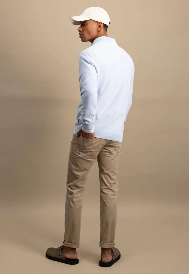 Sweater Men FYNCHHATTON Cotton Knitting Sweater With A Troyer Collar Summer Breezenavy