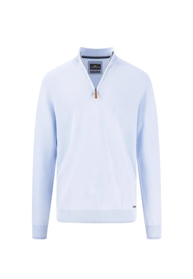 Sweater Men FYNCHHATTON Cotton Knitting Sweater With A Troyer Collar Summer Breezenavy