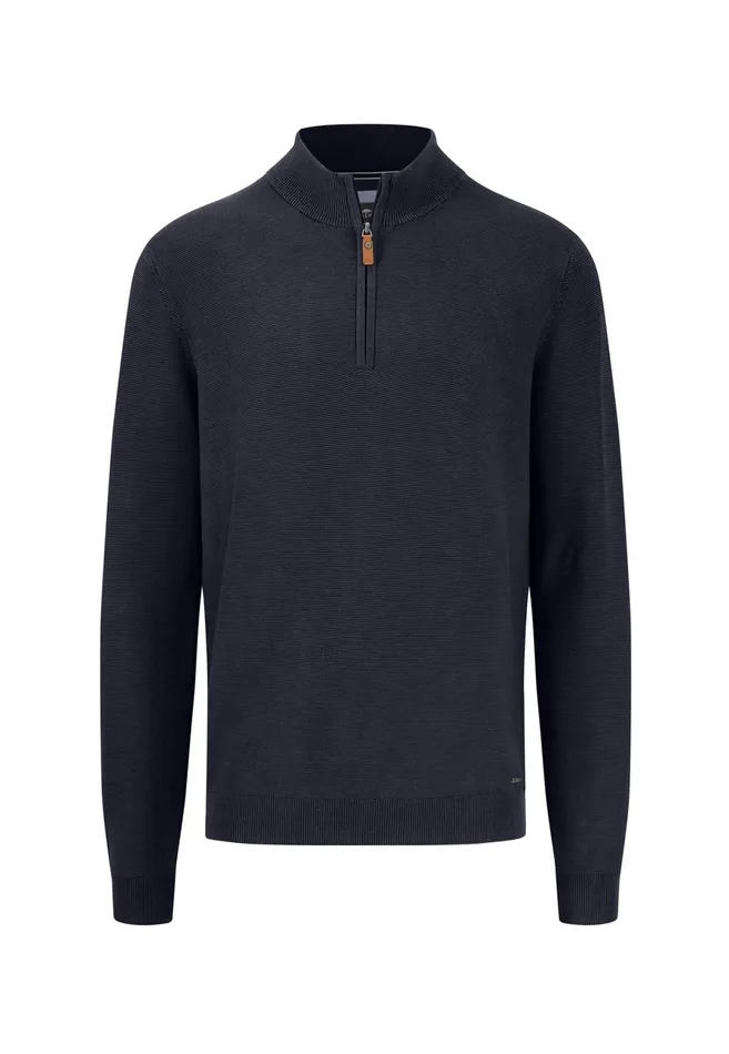 Sweater Men FYNCHHATTON Cotton Knitting Sweater With A Troyer Collar Summer Breezenavy