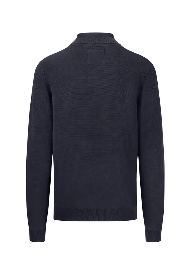 Sweater Men FYNCHHATTON Cotton Knitting Sweater With A Troyer Collar Summer Breezenavy