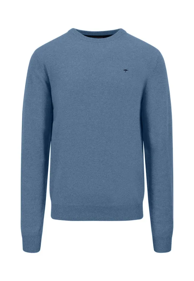 Sweater Men FYNCHHATTON Knitting Sweater Made Of Wool With A Circular Neckline Winter Whitenew Dijoncloud Bluenavyhazel