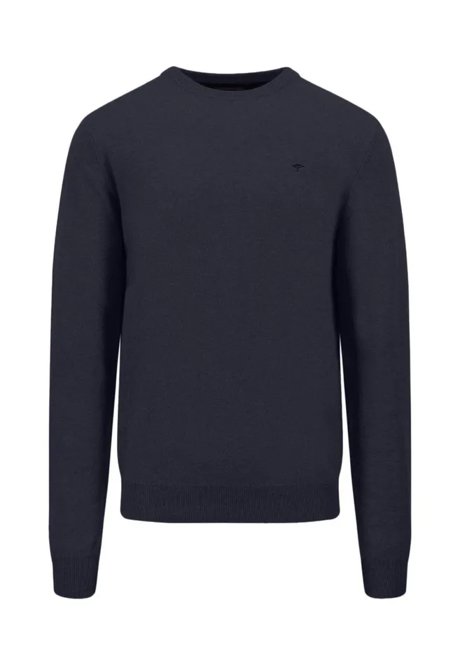 Sweater Men FYNCHHATTON Knitting Sweater Made Of Wool With A Circular Neckline Winter Whitenew Dijoncloud Bluenavyhazel