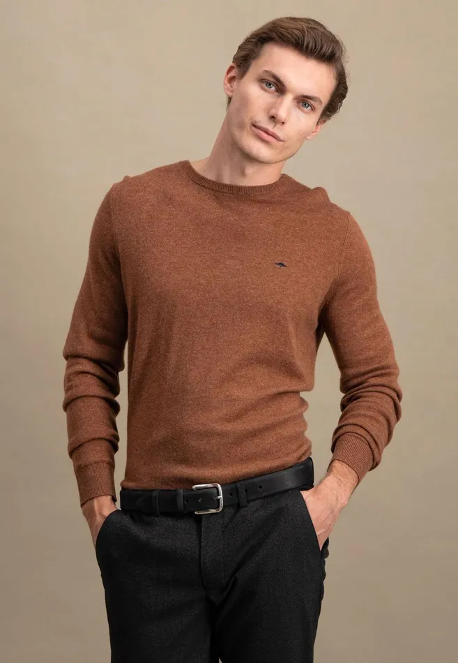 Sweater Men FYNCHHATTON Merinocashmere Sweater With A Round Neckline Cloud Bluenightlight Khakidark Emeraldgrass Greennavy