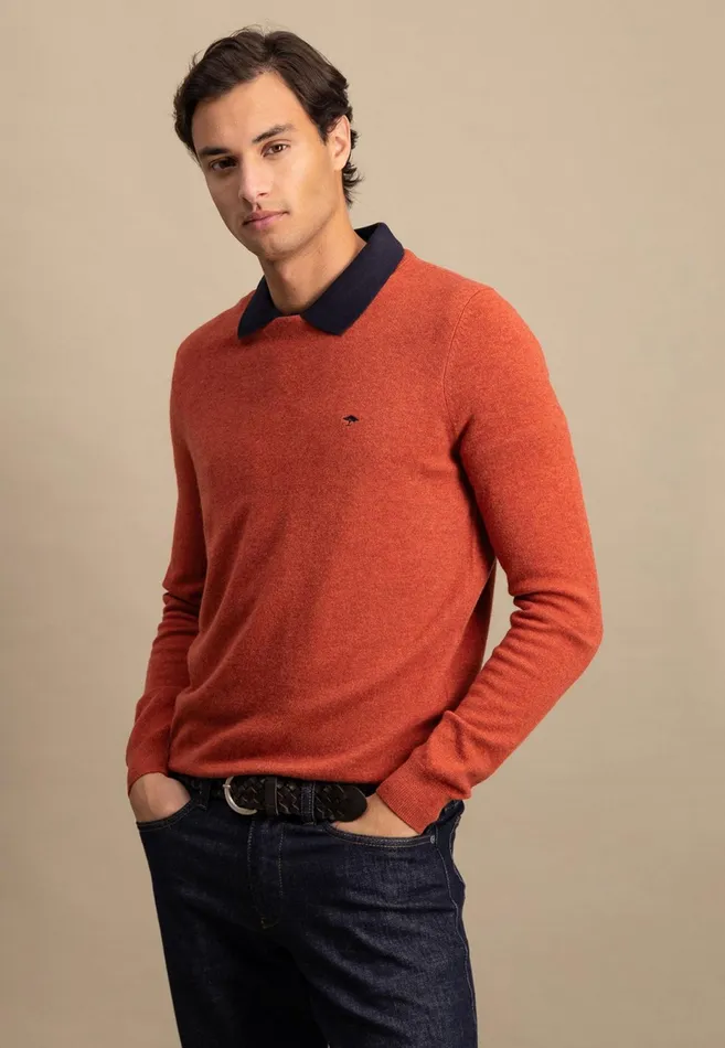 Sweater Men FYNCHHATTON Merinocashmere Sweater With A Round Neckline Cloud Bluenightlight Khakidark Emeraldgrass Greennavy