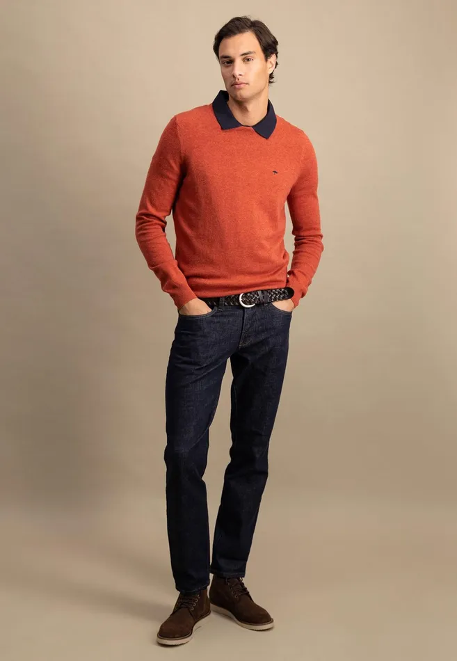 Sweater Men FYNCHHATTON Merinocashmere Sweater With A Round Neckline Cloud Bluenightlight Khakidark Emeraldgrass Greennavy