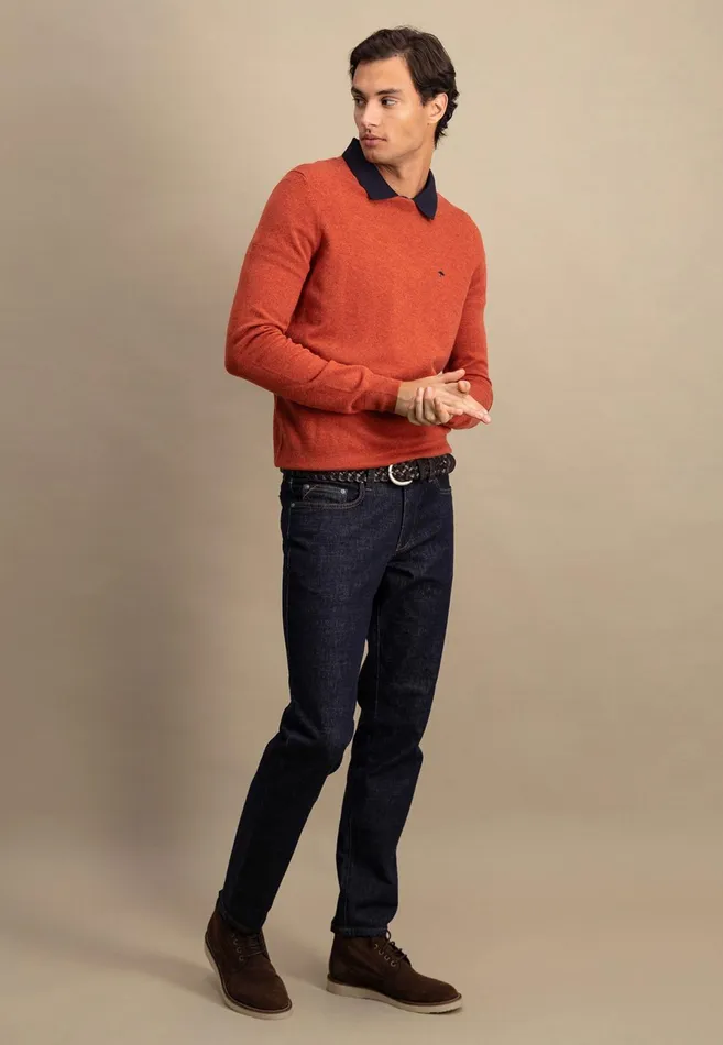 Sweater Men FYNCHHATTON Merinocashmere Sweater With A Round Neckline Cloud Bluenightlight Khakidark Emeraldgrass Greennavy