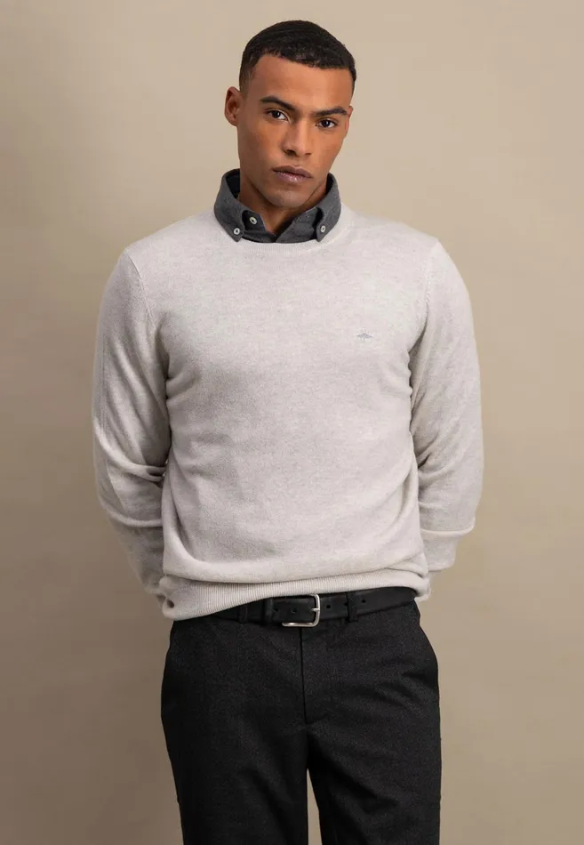 Sweater Men FYNCHHATTON Merinocashmere Sweater With A Round Neckline Cloud Bluenightlight Khakidark Emeraldgrass Greennavy