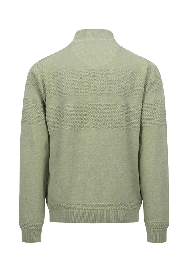 Sweater Men FYNCHHATTON Parting Jacket Made Of Cotton With Zipper Light Khakinavy