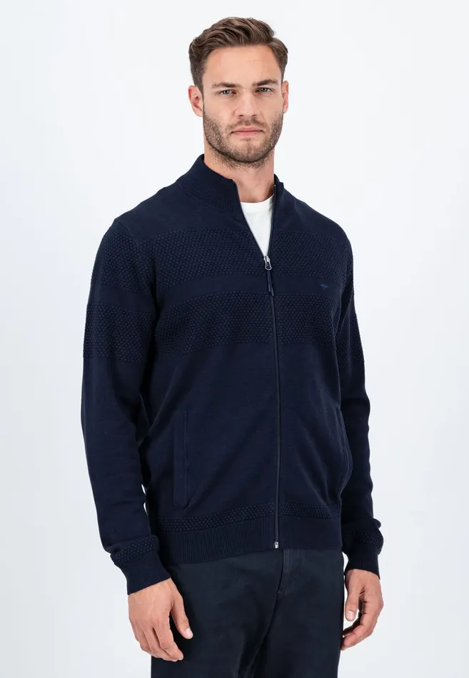 Sweater Men FYNCHHATTON Parting Jacket Made Of Cotton With Zipper Light Khakinavy